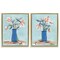 Stupell Industries Blue & Peach Flowers 2pc Floater Framed Canvas Wall Art Set Design by June Erica Vess